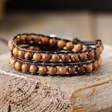 Natural Banded Sandalwood Wrap Bracelet-Your Soul Place